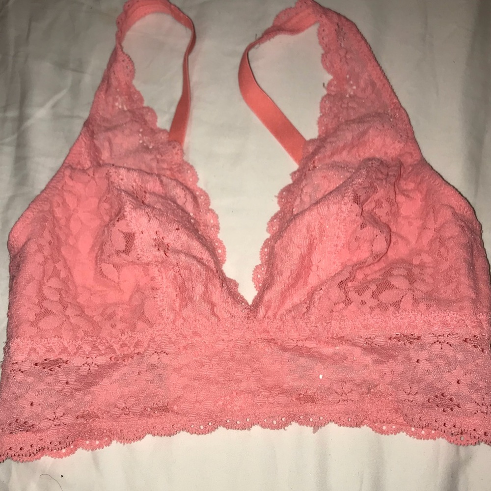 Coral/pink lace bralette